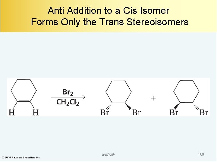 Anti Addition to a Cis Isomer Forms Only the Trans Stereoisomers © 2014 Pearson