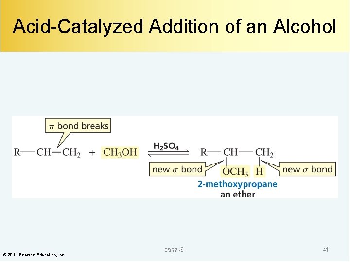 Acid-Catalyzed Addition of an Alcohol © 2014 Pearson Education, Inc. אלקנים 6 - 41