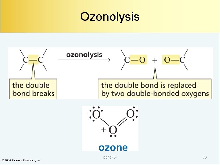 Ozonolysis © 2014 Pearson Education, Inc. אלקנים 6 - 76 
