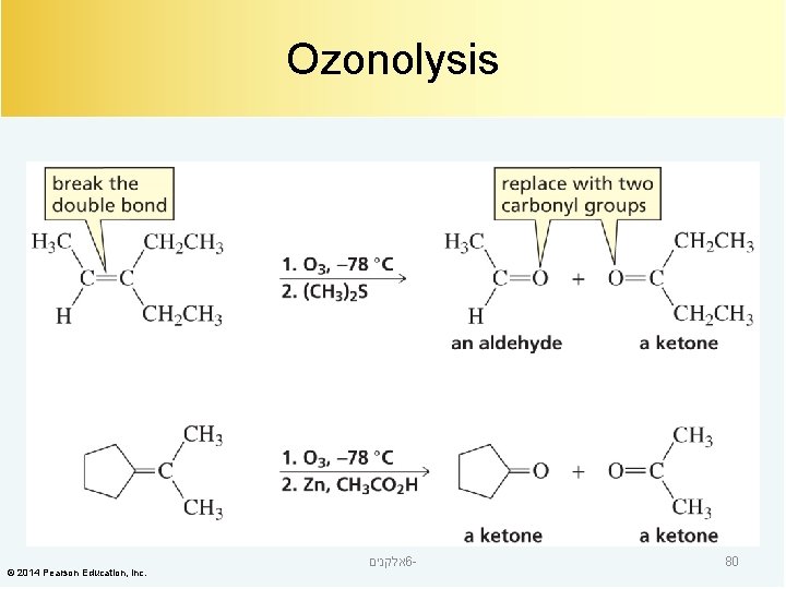 Ozonolysis © 2014 Pearson Education, Inc. אלקנים 6 - 80 
