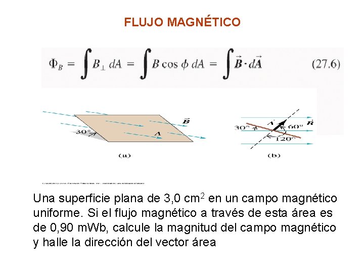 FLUJO MAGNÉTICO Una superficie plana de 3, 0 cm 2 en un campo magnético