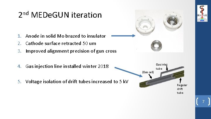 2 nd MEDe. GUN iteration 1. Anode in solid Mo brazed to insulator 2.