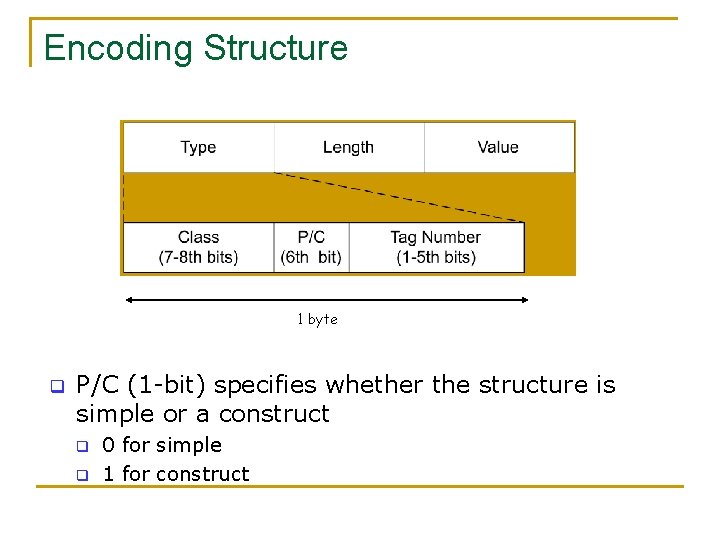 Encoding Structure 1 byte q P/C (1 -bit) specifies whether the structure is simple Encoding Structure 1 byte q P/C (1 -bit) specifies whether the structure is simple