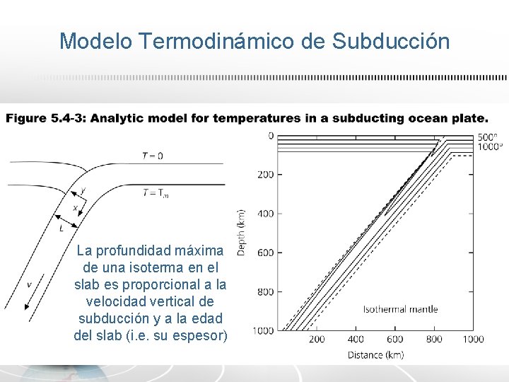 Modelo Termodinámico de Subducción La profundidad máxima de una isoterma en el slab es