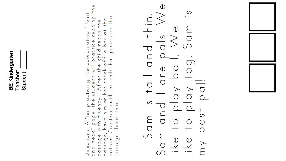 BE Kindergarten Teacher: ______ Student: ______ 