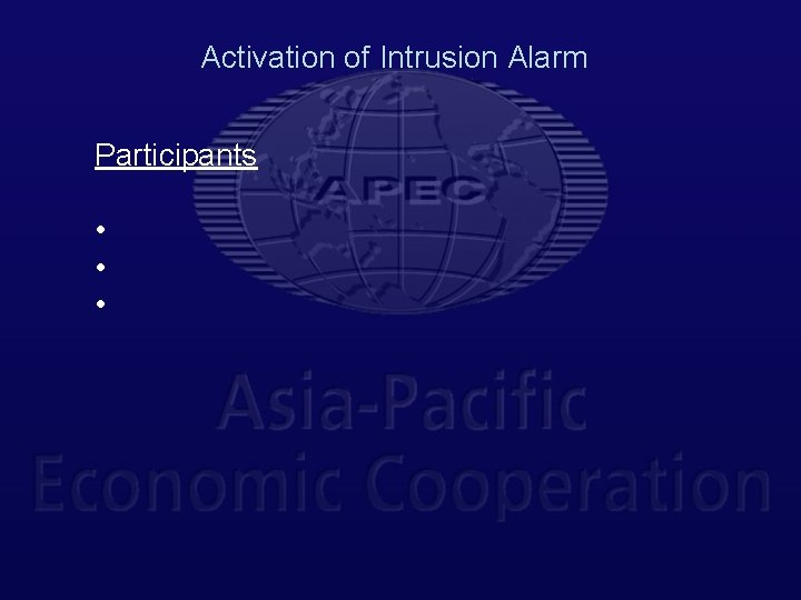 Activation of Intrusion Alarm Participants • • • 