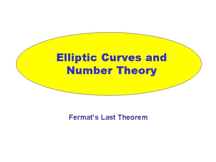 Elliptic Curves and Number Theory Fermat’s Last Theorem 