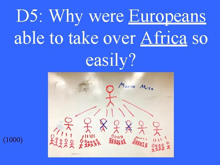 D 5: Why were Europeans able to take over Africa so easily? (1000) 