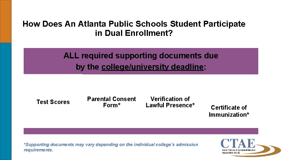 How Does An Atlanta Public Schools Student Participate in Dual Enrollment? ALL required supporting