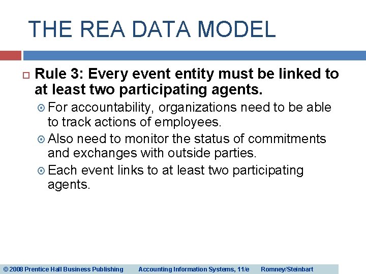 THE REA DATA MODEL Rule 3: Every event entity must be linked to at THE REA DATA MODEL Rule 3: Every event entity must be linked to at