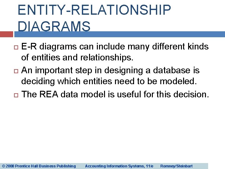 ENTITY-RELATIONSHIP DIAGRAMS E-R diagrams can include many different kinds of entities and relationships. An ENTITY-RELATIONSHIP DIAGRAMS E-R diagrams can include many different kinds of entities and relationships. An
