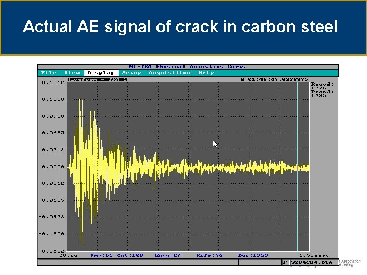 Actual AE signal of crack in carbon steel 