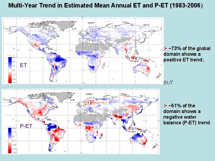 Multi-Year Trend in Estimated Mean Annual ET and P-ET (1983 -2006 ) ET Ø