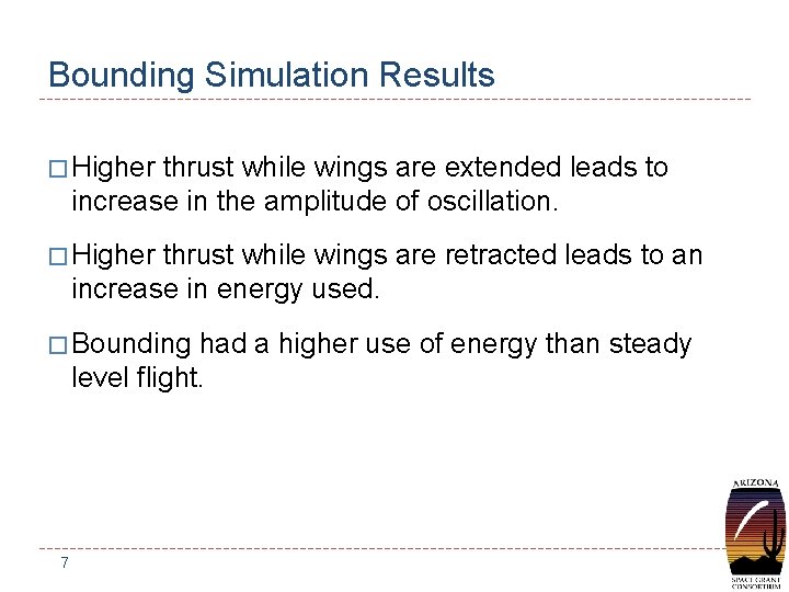 Bounding Simulation Results � Higher thrust while wings are extended leads to increase in