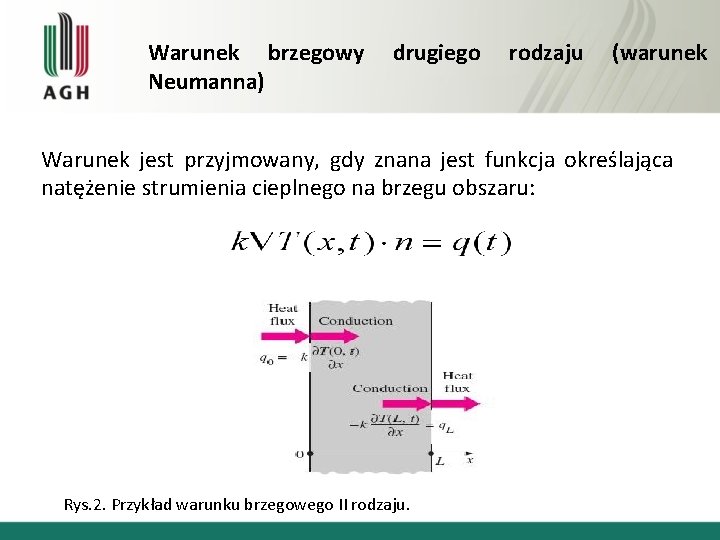 Warunek brzegowy Neumanna) drugiego rodzaju (warunek Warunek jest przyjmowany, gdy znana jest funkcja określająca