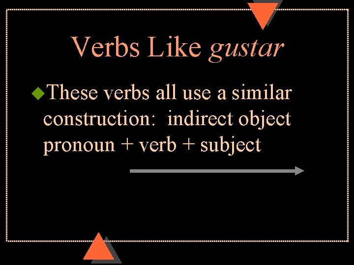 Verbs Like gustar u. These verbs all use a similar construction: indirect object pronoun