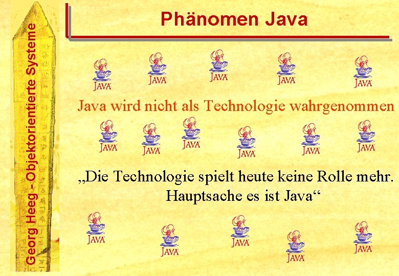 Georg Heeg - Objektorientierte Systeme Phänomen Java wird nicht als Technologie wahrgenommen „Die Technologie