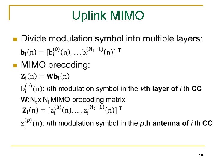 Uplink MIMO n 10 