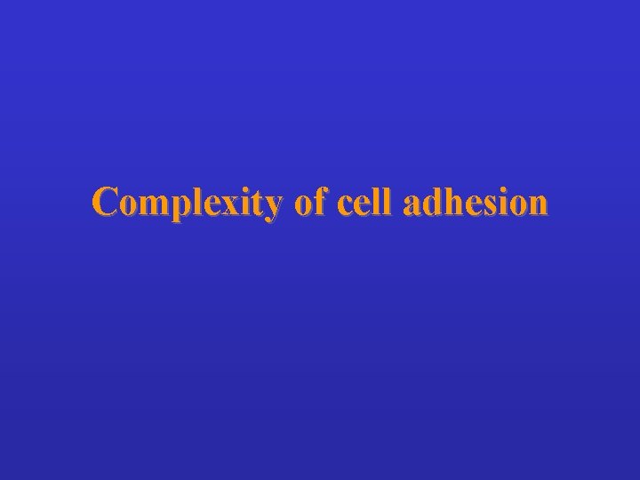 Complexity of cell adhesion 