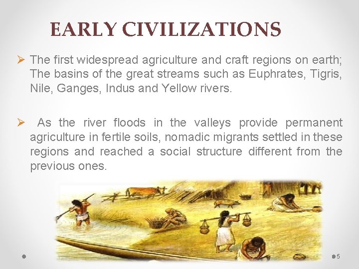 EARLY CIVILIZATIONS Ø The first widespread agriculture and craft regions on earth; The basins