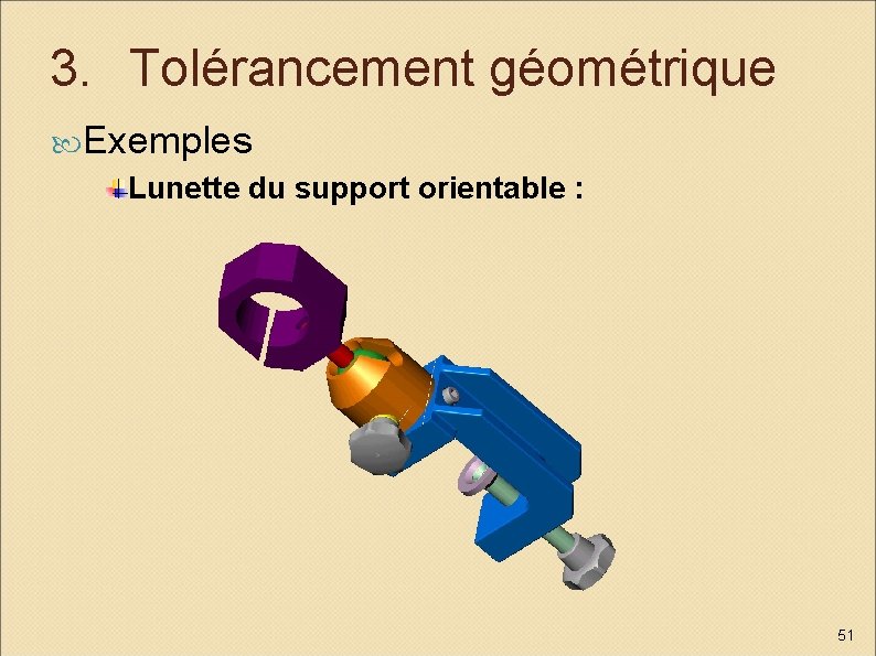 3. Tolérancement géométrique Exemples Lunette du support orientable : 51 