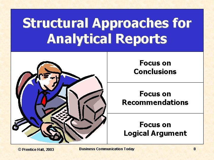 Structural Approaches for Analytical Reports Focus on Conclusions Focus on Recommendations Focus on Logical