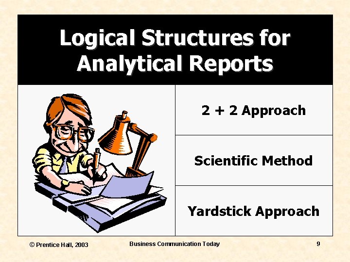 Logical Structures for Analytical Reports 2 + 2 Approach Scientific Method Yardstick Approach ©