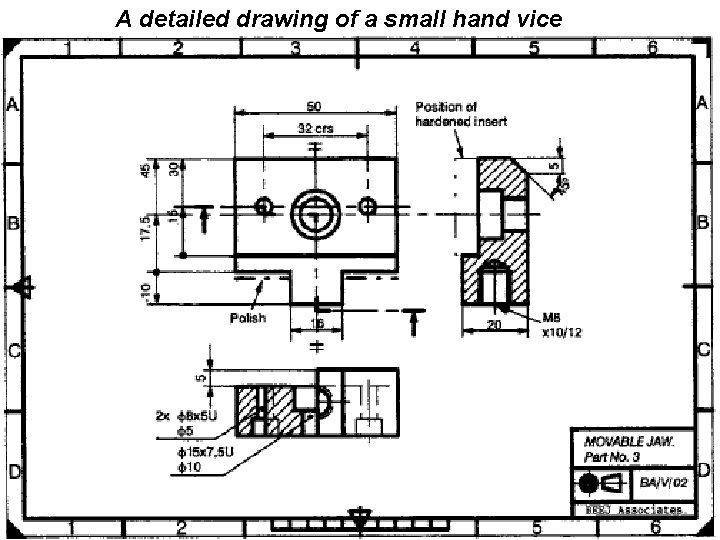 A detailed drawing of a small hand vice 