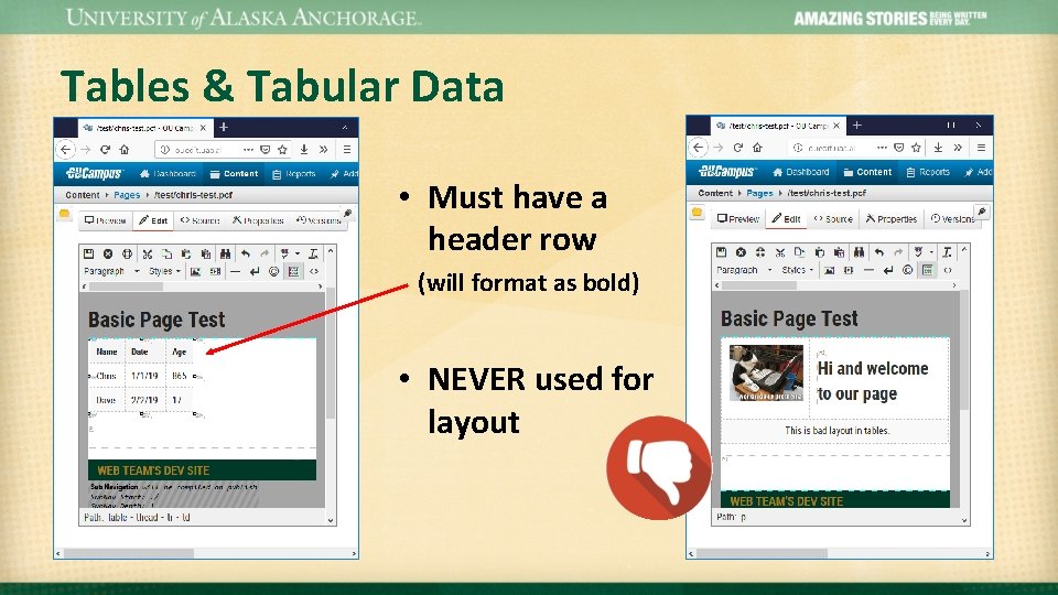 Tables & Tabular Data • Must have a header row (will format as bold)