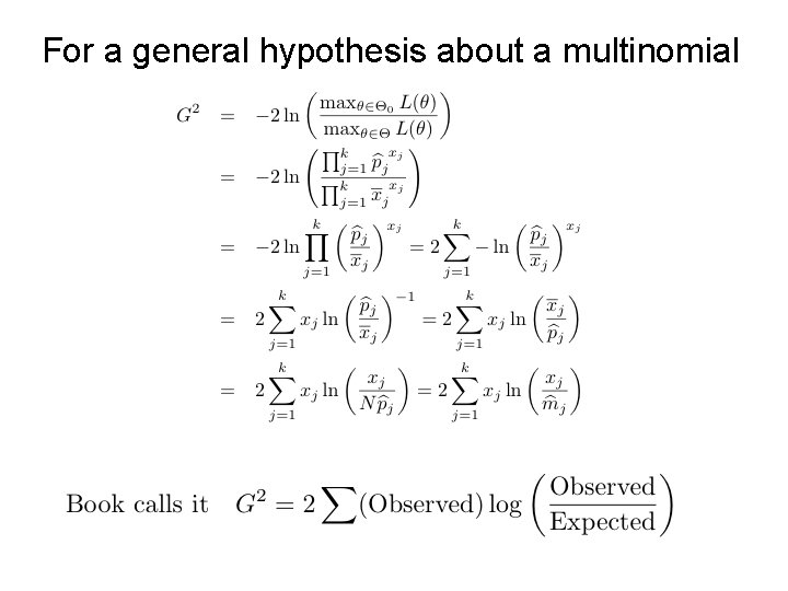 For a general hypothesis about a multinomial For a general hypothesis about a multinomial