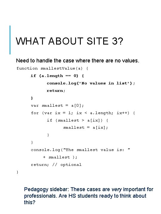 WHAT ABOUT SITE 3? Need to handle the case where there are no values.