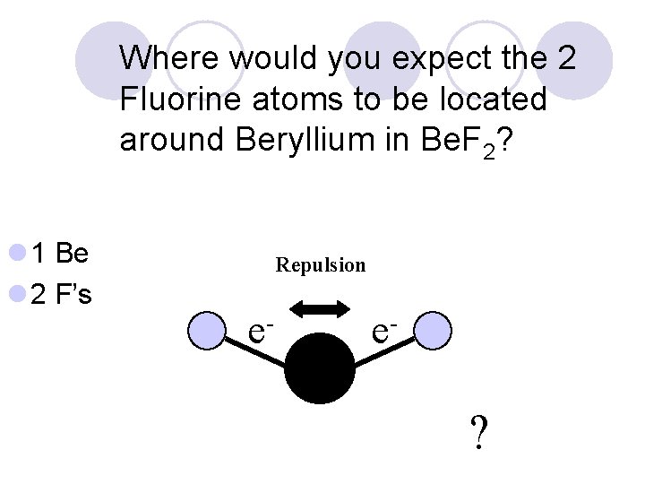 Where would you expect the 2 Fluorine atoms to be located around Beryllium in