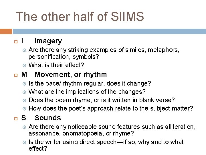 The other half of Sl. IMS I M S Imagery Are there any striking