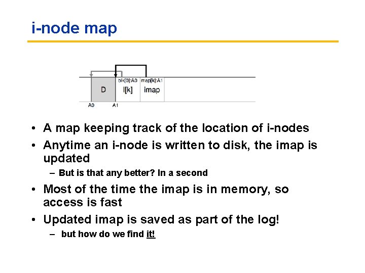 i-node map • A map keeping track of the location of i-nodes • Anytime