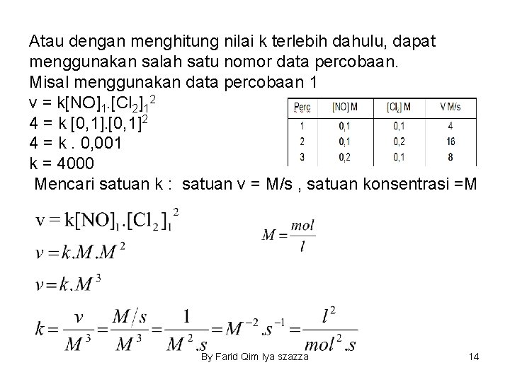 Atau dengan menghitung nilai k terlebih dahulu, dapat menggunakan salah satu nomor data percobaan.