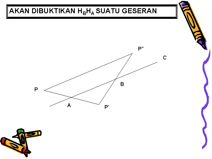 AKAN DIBUKTIKAN HBHA SUATU GESERAN P” C B P A P’ 