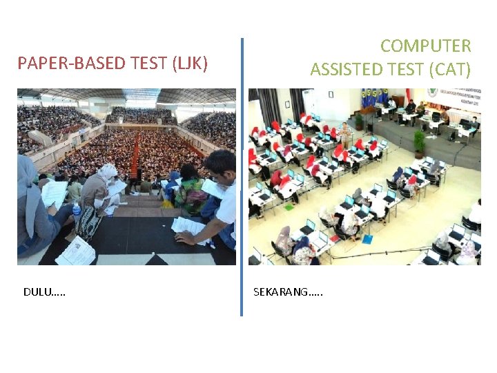 PAPER-BASED TEST (LJK) DULU…. . COMPUTER ASSISTED TEST (CAT) SEKARANG…. . 