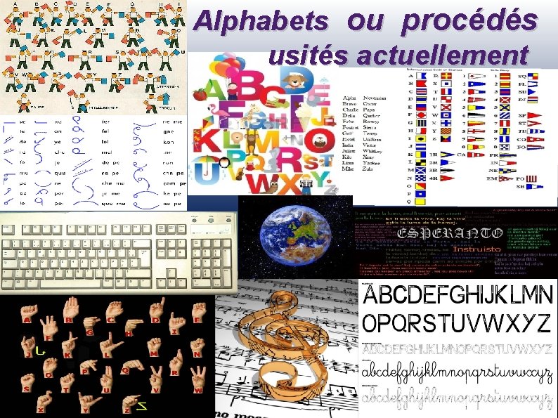 Alphabets ou procédés usités actuellement 