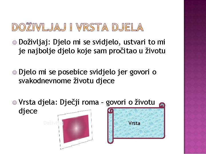  Doživljaj: Djelo mi se svidjelo, ustvari to mi je najbolje djelo koje sam