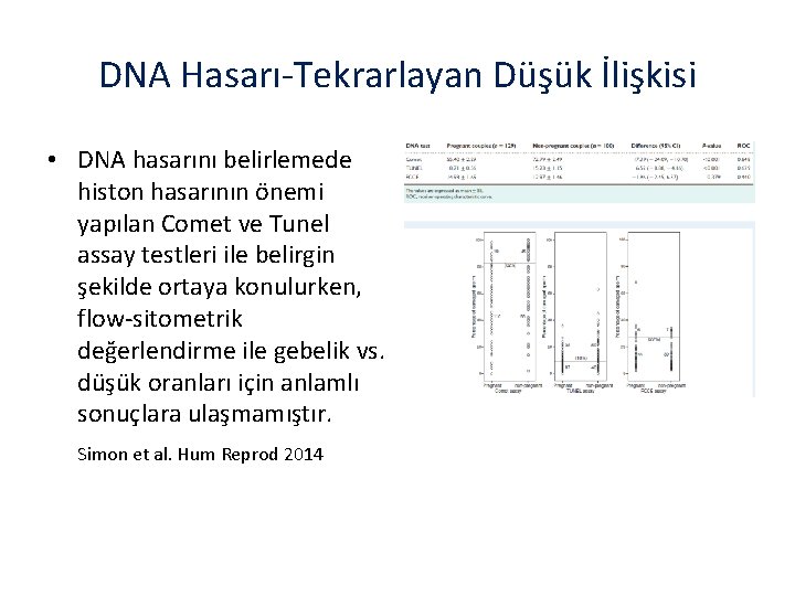 DNA Hasarı-Tekrarlayan Düşük İlişkisi • DNA hasarını belirlemede histon hasarının önemi yapılan Comet ve