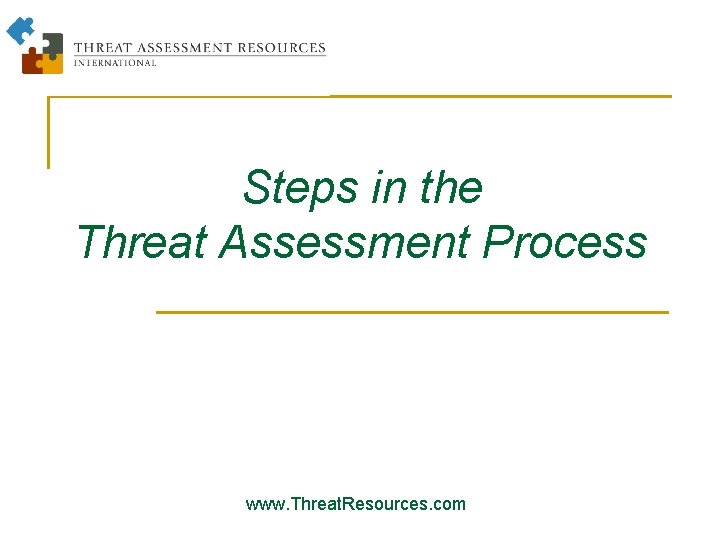 Steps in the Threat Assessment Process www. Threat. Resources. com 