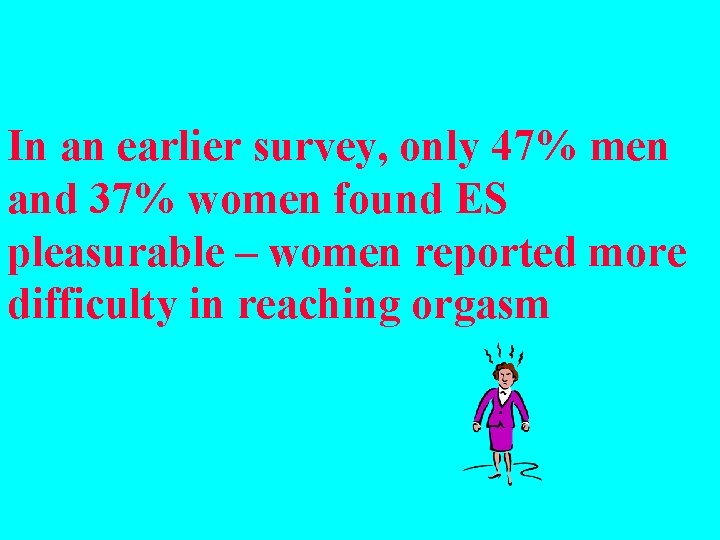 In an earlier survey, only 47% men and 37% women found ES pleasurable –