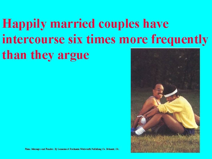 Happily married couples have intercourse six times more frequently than they argue From: Marriages