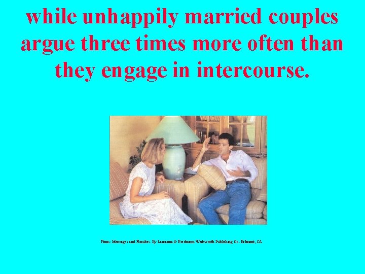 while unhappily married couples argue three times more often than they engage in intercourse.
