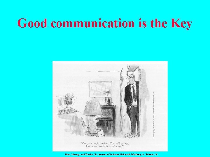Good communication is the Key From: Marriages and Families. By Lamanna & Riedmann Wadsworth