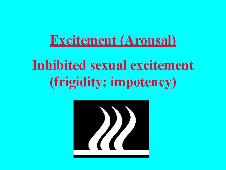Excitement (Arousal) Inhibited sexual excitement (frigidity; impotency) 