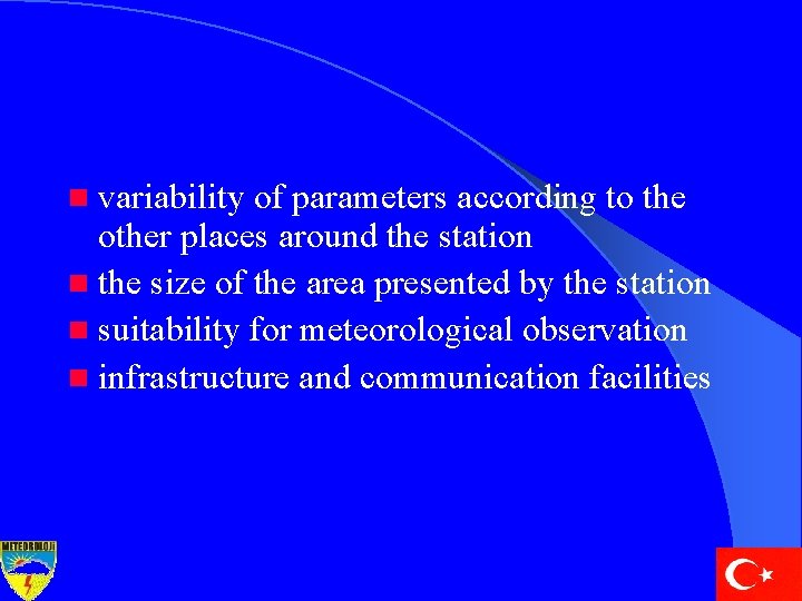 n variability of parameters according to the other places around the station n the