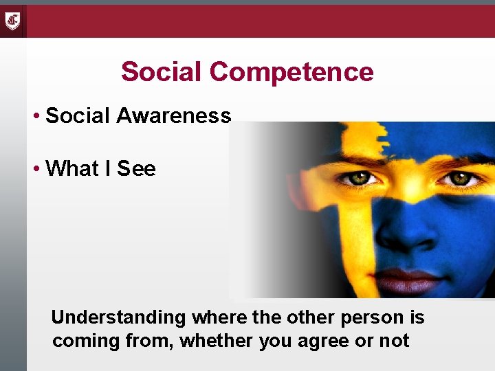 Social Competence • Social Awareness • What I See Understanding where the other person