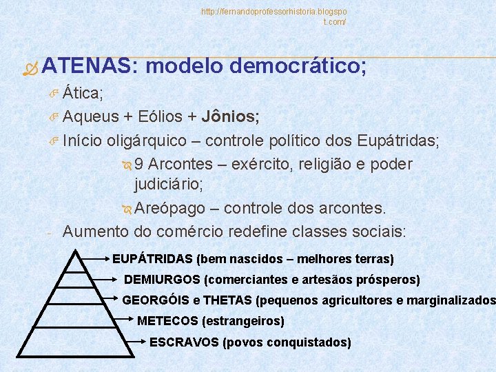 http: //fernandoprofessorhistoria. blogspo t. com/ ATENAS: modelo democrático; Ática; Aqueus + Eólios + Jônios;