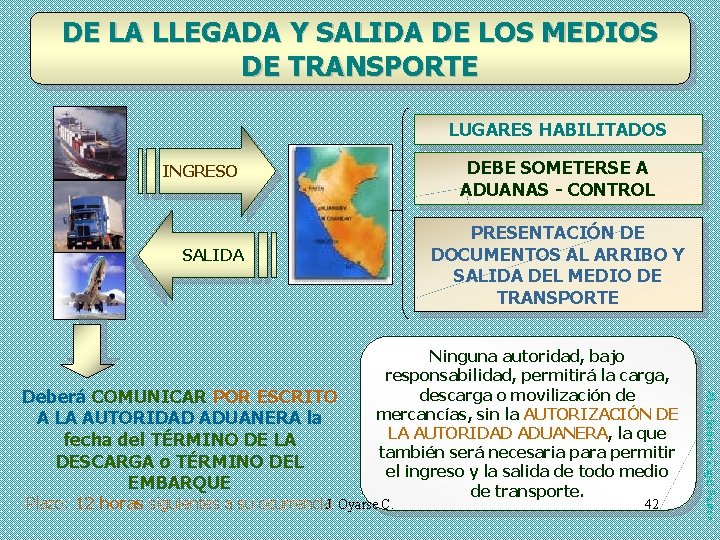 DE LA LLEGADA Y SALIDA DE LOS MEDIOS DE TRANSPORTE LUGARES HABILITADOS DEBE SOMETERSE